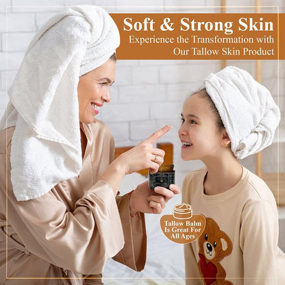 🌿 Organic Grass-Fed Beef Tallow Balm with Raw Honey - Handmade All-Natural Moisturizer for Soft, Smooth, Radiant Skin