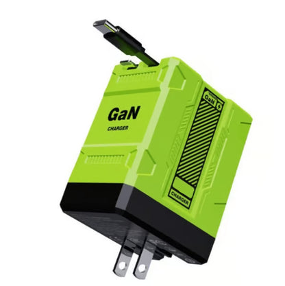 2-in-1 GaN PD3.0 Charger with Retractable Cables（Plug specifications: US standard plug）