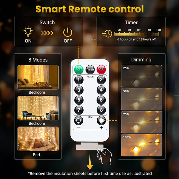 Remote-Control Led Curtain Light-9.8*9.8 FT