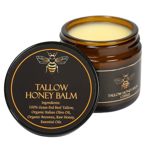 🌿 Organic Grass-Fed Beef Tallow Balm with Raw Honey - Handmade All-Natural Moisturizer for Soft, Smooth, Radiant Skin
